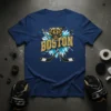 Boston Hockey Bear T-Shirt design featuring a roaring bear, crossed hockey sticks, and the word "BOSTON" in bold text