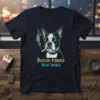 Boston Terrier dog wearing a collar and smoking a cigarette, with text "Boston Terrier Night Smoker" below