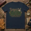 Boy Mom t-shirt with a vintage duck hunting graphic and the words "Boy MOM" in bold green letters