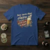 Blue t-shirt with the text "boy turn that clairo off and go grab you a beer" and an illustration of