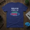 Brain Cells Loading Please Wait text with a digital progress bar on a navy blue t-shirt