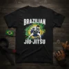 Brazilian Jiu-Jitsu graphic t-shirt featuring a martial artist in a gi and the words "Brazilian Jiu-Jitsu"
