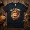 Bread Sheeran pun t-shirt design featuring a cartoon bread character playing a guitar with musical notes