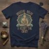 Buddha meditating on a mandala with text BREATHE - RELAX & ACCEPT THE CRAZY on a navy blue t-shirt