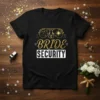 Bride Security t-shirt design with gold glitter aviator sunglasses and text "BRIDE SECURITY"