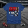Bro I'm 6 racing themed birthday t-shirt with checkered flag and tire graphic for a 6-year-old boy
