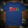 Bruh Christmas Stock Market Tee with Santa hat and green/red stock chart graphics