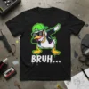 Black t-shirt featuring a dab dancing duck wearing sunglasses and a hat with the word BRUH... below