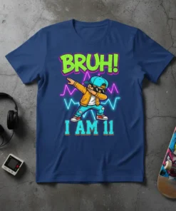 Bruh! I Am 11 birthday t-shirt design with a cool boy dabbing and neon lightning graphics