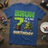 Bruh It's My 7th Birthday pixel art t-shirt design with Minecraft-style graphics and text