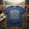 Buen Camino t-shirt with a vintage-style scallop shell design and text for pilgrims on the Camino de Santiago