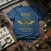 Bug Collection Insect Identification t-shirt with a golden steampunk beetle graphic and text