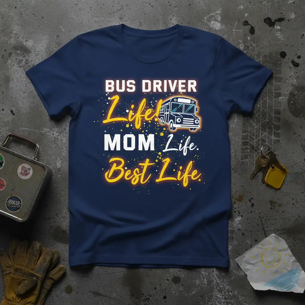 Bus Driver Mom Life Best Life unique artwork printed on breathable fabric creating a standout t-shirt