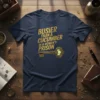 Busier Than a Cucumber in a Women's Prison humorous quote t-shirt with gold distressed text and a vintage key graphic