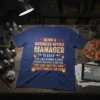Being a Business Office Manager Is Easy funny quote t-shirt with flames and lightning bolt graphics