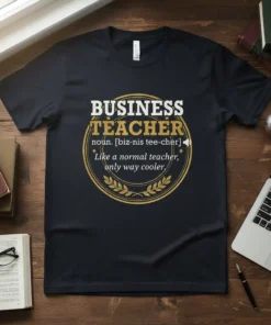 BUSINESS TEACHER noun. [biz-nis text design featuring eye-catching typography on quality t-shirt