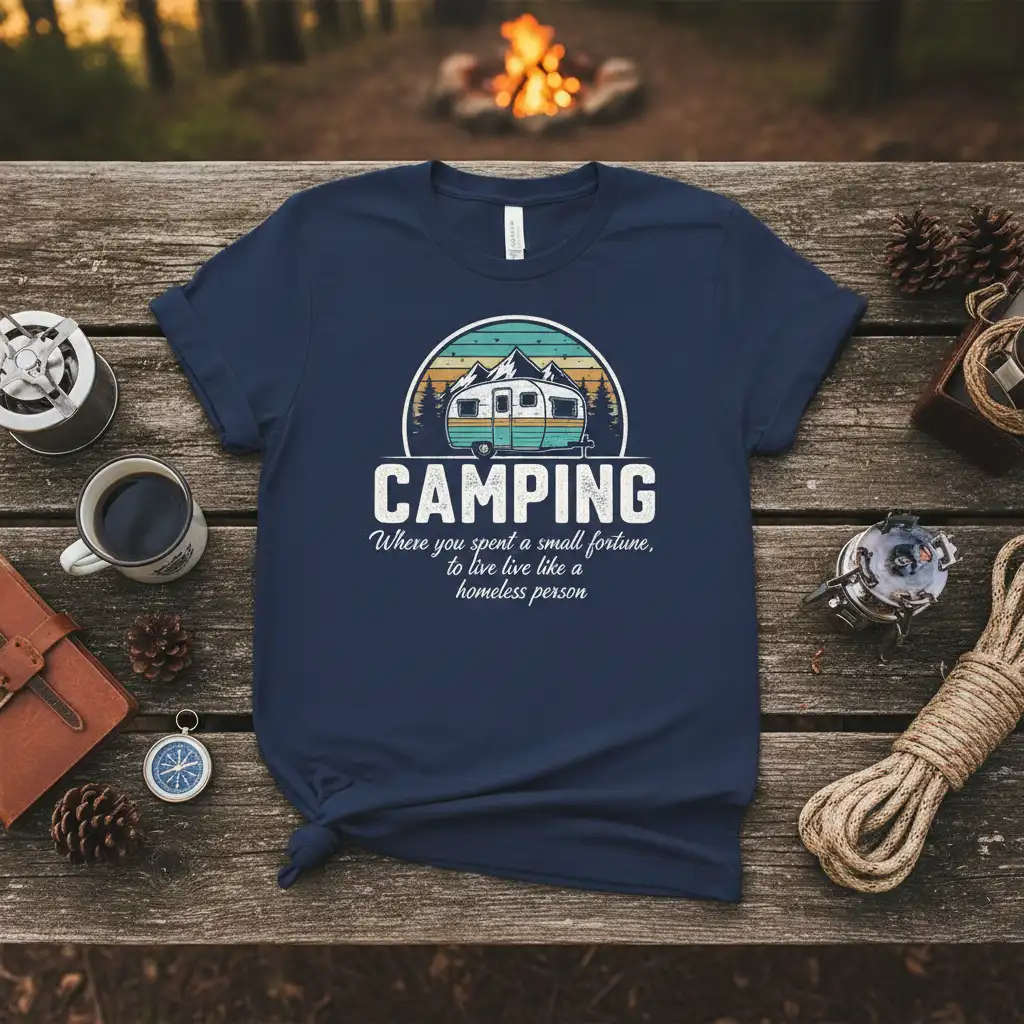 CAMPING Where you spent quote printed with eye-catching design on breathable fabric t-shirt design