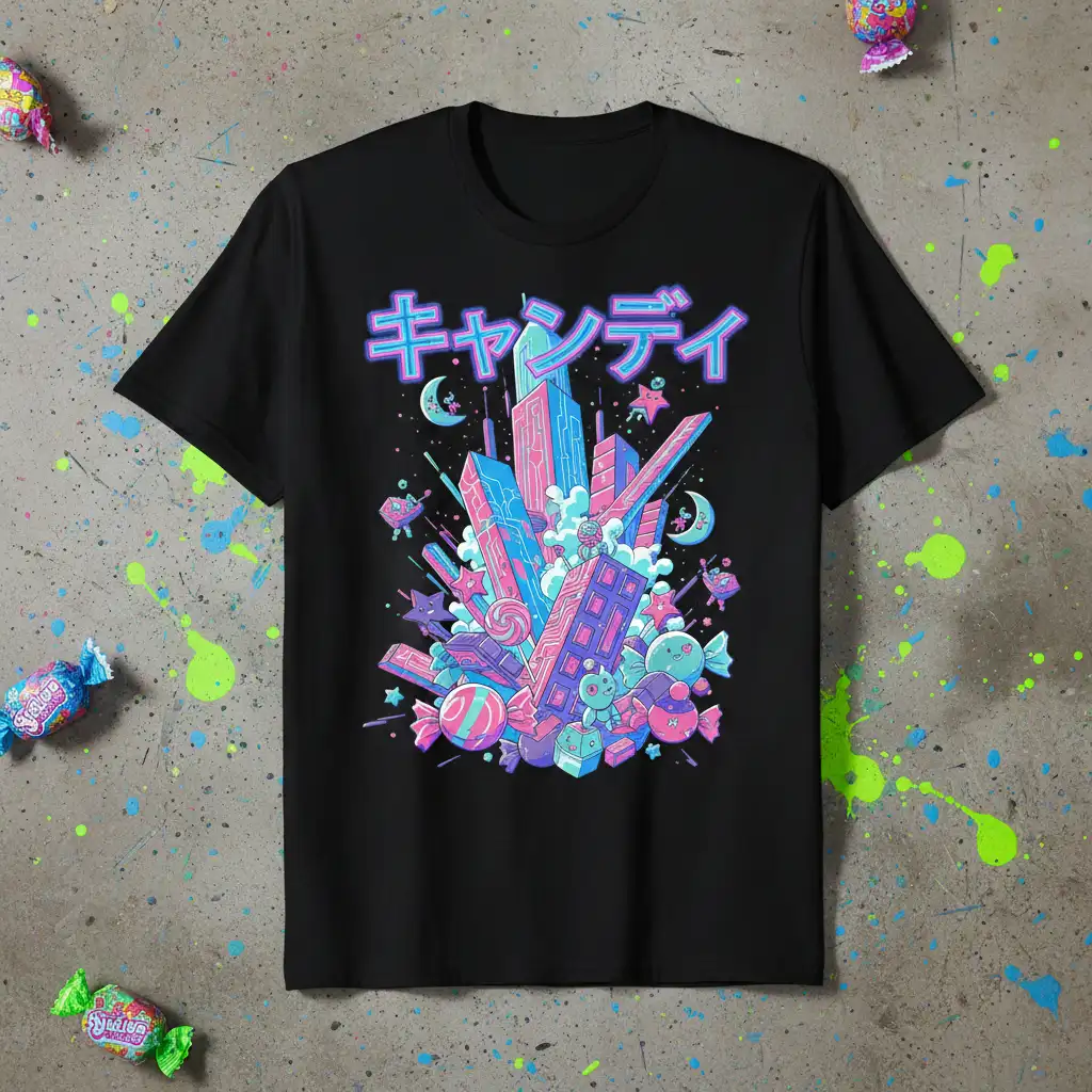 キャンディ detailed print printed on durable material creating a standout t-shirt