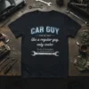 Black t-shirt with "CAR GUY ['kär-gi] noun like a regular guy, only cooler See also: all knowing about cars, ridiculously