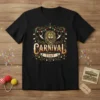 Carnival Staff t-shirt design with a roaring lion, vintage circus banners, and decorative lights