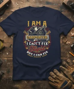 I AM A CARPENTER text design featuring detailed typography on quality t-shirt