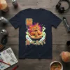 Cat Eating Ramen Japanese Quote detailed graphic design printed on comfortable cotton t-shirt