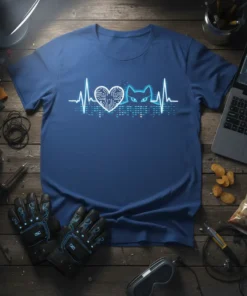 Cat Heartbeat Circuit Tee bold graphic design printed on comfortable cotton t-shirt