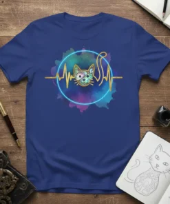 Cat Heartbeat Tee detailed graphic design printed on comfortable cotton t-shirt