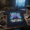Cats With Attitude Big City Top Cats text design with a city skyline and retro sunset graphic on a black