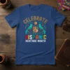 Hispanic Heritage Month t-shirt design with colorful text "Celebrate Hispanic Heritage Month" and graphic of two birds