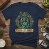Celebrate Liberty T-Shirt with Statue of Liberty graphic and patriotic wreath design