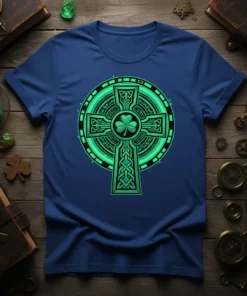 Celtic Cross Shamrock T-Shirt bold graphic design printed on comfortable cotton t-shirt