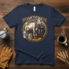 Certified Tit Puller t-shirt design featuring a cow, milk cans, and farm-themed graphics
