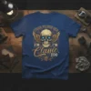 T-shirt with text "CHALE, I'M NOT OLD I'M I'M CLASSIC FOO" featuring a winged skull graphic and piston design