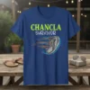 Chancla Survivor T-Shirt featuring bold green text and a dynamic graphic of a decorated flip-flop in motion