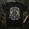 Chaotic Neutral I Do What I Want t-shirt design featuring a warrior cat and arcane symbols