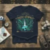 Chasing Waterfalls t-shirt design with a lush jungle scene and cascading waterfall graphic