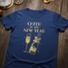 Cheer to the New Year t-shirt with gold champagne bottle and glass graphic, perfect for holiday celebrations