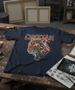 Cheetah T-Shirt with neon outline graphic and "CHEETAH" text in bold font