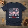 Chicken Dad American flag t-shirt design with two roosters and patriotic stars and stripes graphic