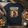 Chicken Tender Slut funny t-shirt design with a rooster and fried chicken tenders, bold text