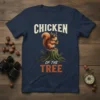 Chicken Of The Tree t-shirt design with a squirrel wearing aviator goggles on a tree stump