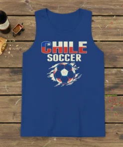Chile Soccer T-Shirt with Chilean flag colors and a soccer ball graphic