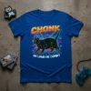 Chonk Oh Lawd He Comin' funny cat meme t-shirt with retro geometric cat design