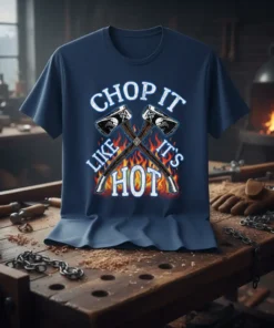 Chop It Like It's Hot t-shirt design with crossed axes and fire graphic