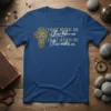 Christ Beside Me Christ text design featuring creative typography on quality t-shirt