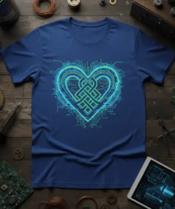 Circuit Board Heart creative graphic design printed on comfortable cotton t-shirt
