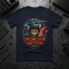 Circumcision Survivor t-shirt featuring a cat in a military helmet with a jet and salami, bold text reading CIRCUMCISION SURVIVOR
