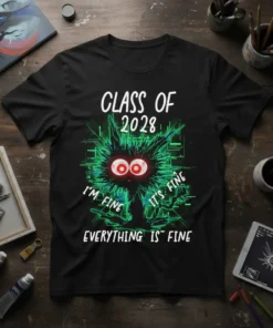 CLASS OF 2028 I'M text design featuring detailed typography on quality t-shirt