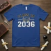 Class of 2036 graduation t-shirt design with graduation cap and laurel wreath